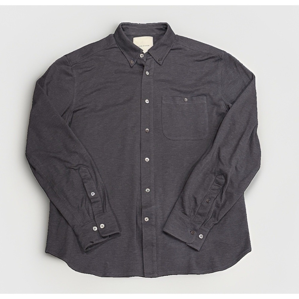 A Kind Of Guise Button Down Pique Shirt Gray 100% Cotton Classic Preppy Size M